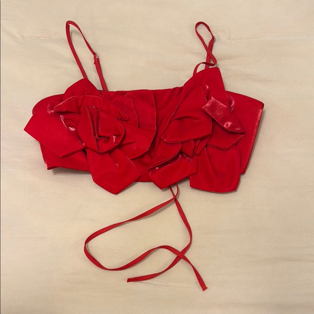 SHEIN Red Floral Crop Top